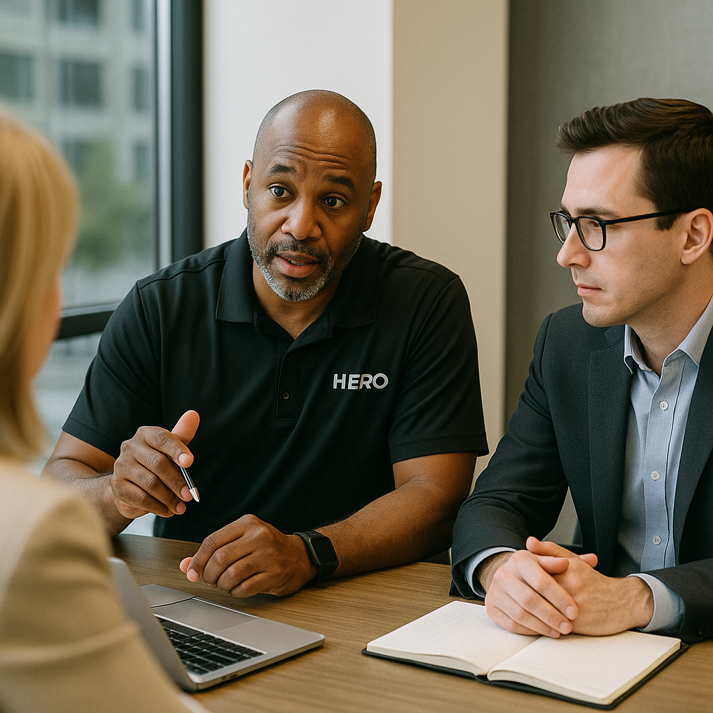 HERO vCIO consultant leading an executive IT strategy discussion with business leaders